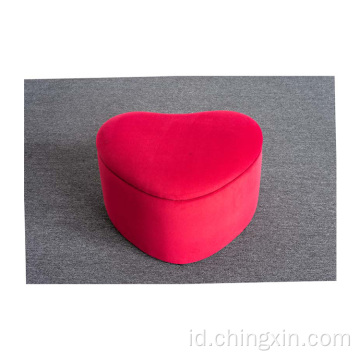 Penyimpanan Red Velvet Ottoman Furniture Ruang Tamu